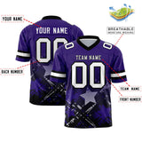 Custom Purple Black Personalized Star Gradient Authentic Football Jersey