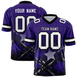 Custom Purple Black Personalized Star Gradient Authentic Football Jersey