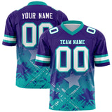 Custom Purple Aqua Personalized Star Gradient Authentic Football Jersey