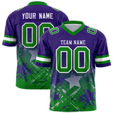 Custom Purple Kelly Green Personalized Star Gradient Authentic Football Jersey