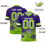 Custom Purple Neon Green Personalized Star Gradient Authentic Football Jersey