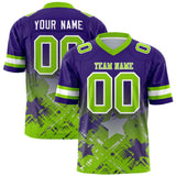 Custom Purple Neon Green Personalized Star Gradient Authentic Football Jersey
