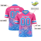 Custom Pink Light Blue Personalized Star Gradient Authentic Football Jersey