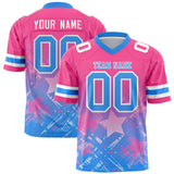 Custom Pink Light Blue Personalized Star Gradient Authentic Football Jersey