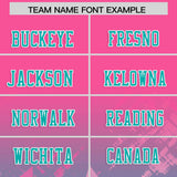 Custom Pink Aqua Personalized Star Gradient Authentic Football Jersey