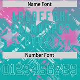Custom Pink Aqua Personalized Star Gradient Authentic Football Jersey