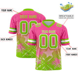 Custom Pink Neon Green Personalized Star Gradient Authentic Football Jersey
