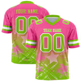 Custom Pink Neon Green Personalized Star Gradient Authentic Football Jersey