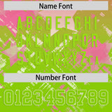 Custom Pink Neon Green Personalized Star Gradient Authentic Football Jersey