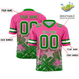 Custom Pink Kelly Green Personalized Star Gradient Authentic Football Jersey
