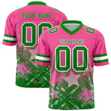 Custom Pink Kelly Green Personalized Star Gradient Authentic Football Jersey