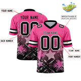 Custom Pink Black Personalized Star Gradient Authentic Football Jersey