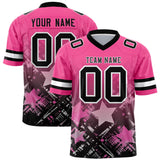 Custom Pink Black Personalized Star Gradient Authentic Football Jersey