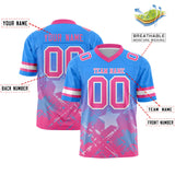 Custom Light Blue Pink Personalized Star Gradient Authentic Football Jersey