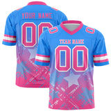 Custom Light Blue Pink Personalized Star Gradient Authentic Football Jersey