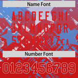 Custom Light Blue Red Personalized Star Gradient Authentic Football Jersey