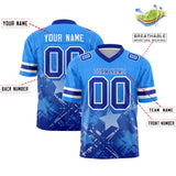Custom Light Blue Royal Personalized Star Gradient Authentic Football Jersey