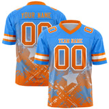 Custom Light Blue Orange Personalized Star Gradient Authentic Football Jersey