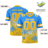Custom Light Blue Yellow Personalized Star Gradient Authentic Football Jersey