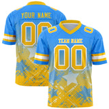 Custom Light Blue Yellow Personalized Star Gradient Authentic Football Jersey