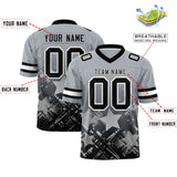 Custom Grey Black Personalized Star Gradient Authentic Football Jersey