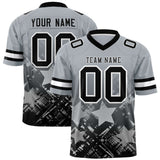 Custom Grey Black Personalized Star Gradient Authentic Football Jersey