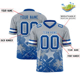 Custom Grey Royal Personalized Star Gradient Authentic Football Jersey