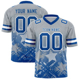 Custom Grey Royal Personalized Star Gradient Authentic Football Jersey