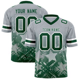 Custom Grey Green Personalized Star Gradient Authentic Football Jersey