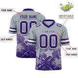 Custom Grey Purple Personalized Star Gradient Authentic Football Jersey