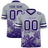 Custom Grey Purple Personalized Star Gradient Authentic Football Jersey