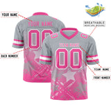Custom Grey Pink Personalized Star Gradient Authentic Football Jersey