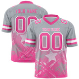 Custom Grey Pink Personalized Star Gradient Authentic Football Jersey