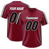 Custom Cardinal Black and White Side Stripe Pattern Authentic Football Jersey