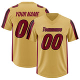 Custom Old Gold Cardinal and Black Side Stripe Pattern Authentic Football Jersey