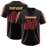 Custom Black Cardinal and Old Gold Side Stripe Pattern Authentic Football Jersey