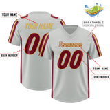 Custom Gray Crimson and Old Gold Side Stripe Pattern Authentic Football Jersey