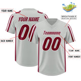 Custom Gray Crimson and White Side Stripe Pattern Authentic Football Jersey