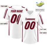 Custom White Crimson and Gray Side Stripe Pattern Authentic Football Jersey