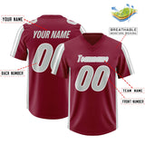Custom Cardinal Gray and White Side Stripe Pattern Authentic Football Jersey