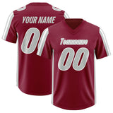 Custom Cardinal Gray and White Side Stripe Pattern Authentic Football Jersey