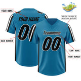 Custom Panther Blue Black and White Side Stripe Pattern Authentic Football Jersey