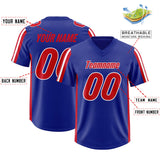 Custom Royal Red and White Side Stripe Pattern Authentic Football Jersey