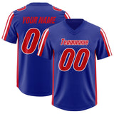 Custom Royal Red and White Side Stripe Pattern Authentic Football Jersey