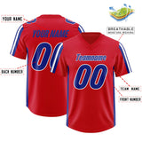 Custom Red Royal and White Side Stripe Pattern Authentic Football Jersey