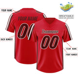Custom Red Cardinal and White Side Stripe Pattern Authentic Football Jersey