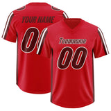 Custom Red Cardinal and White Side Stripe Pattern Authentic Football Jersey