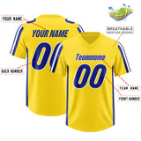Custom Gold Royal and White Side Stripe Pattern Authentic Football Jersey