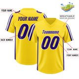 Custom Gold Purple and White Side Stripe Pattern Authentic Football Jersey