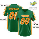 Custom Kelly Green Gold Orange and White Side Stripe Pattern Authentic Football Jersey